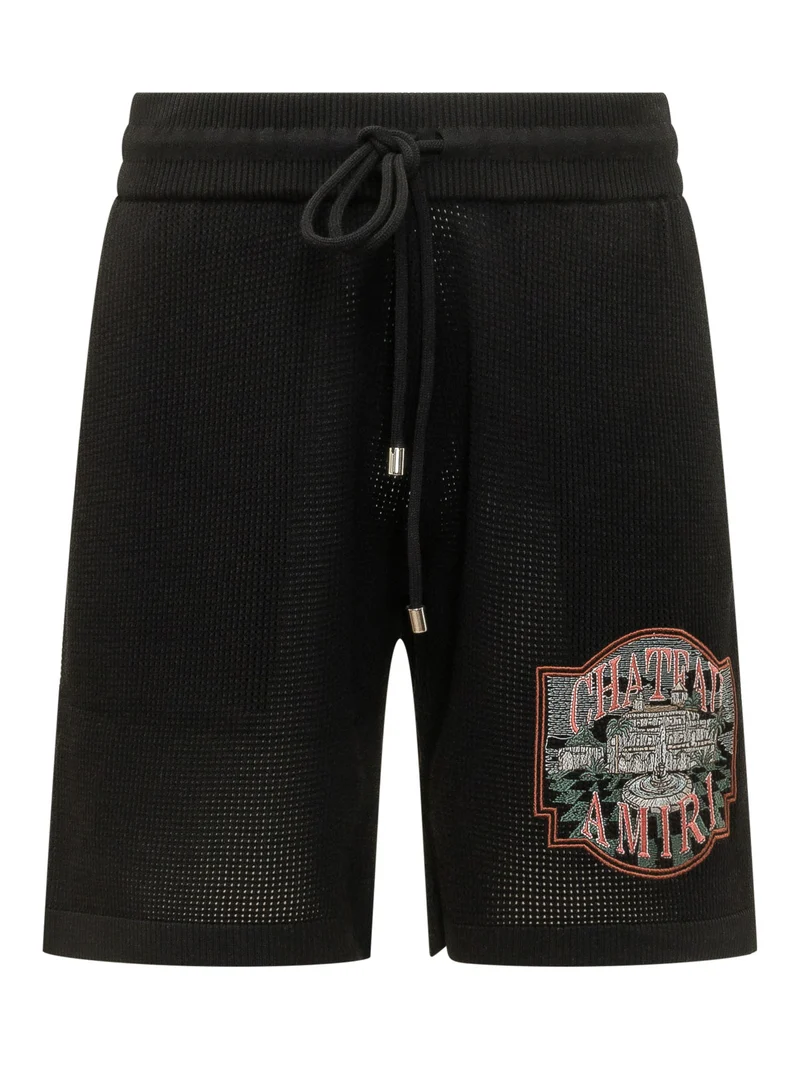 Shorts Chateau Crochet con Coulisse e Ricamo Frontale