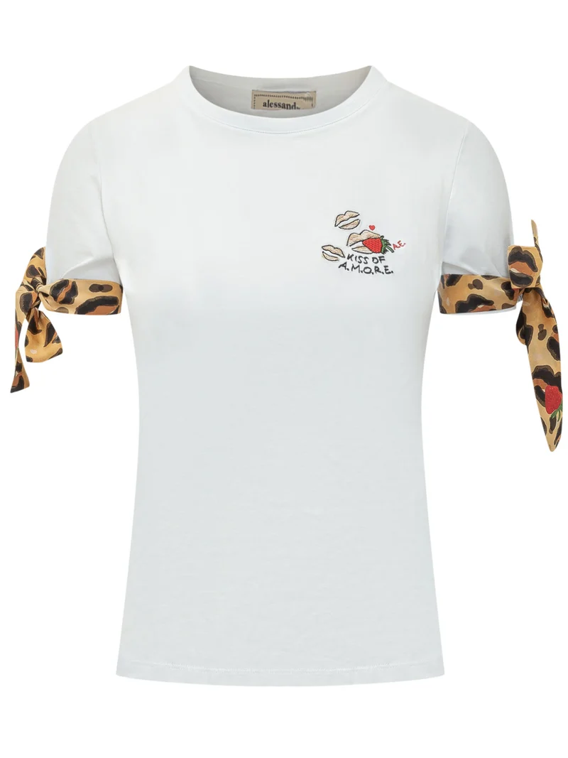 T-Shirt Slim Fit con Ricamo Kiss of Amore