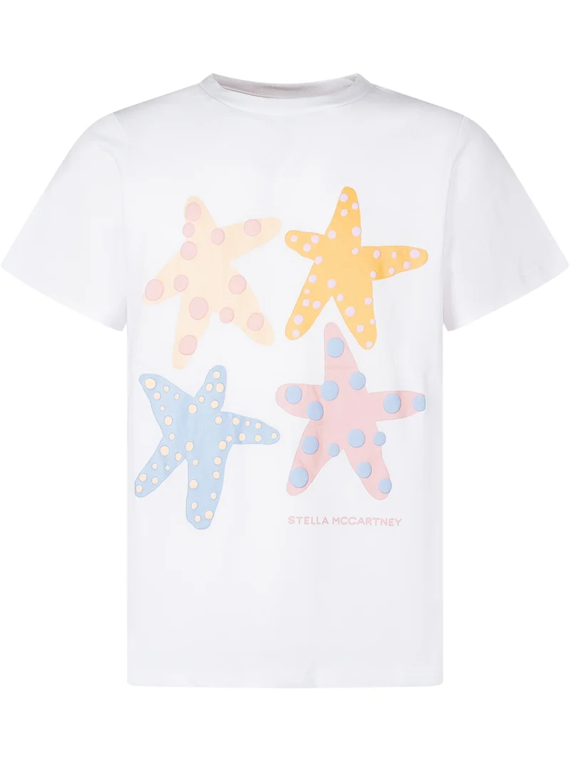 T-shirt con Stampa Stelle Marine e Girocollo