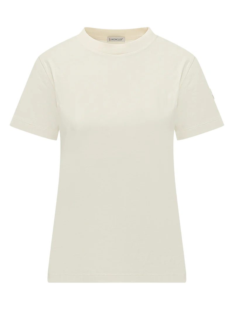 T-shirt con Girocollo e Logo su Manica