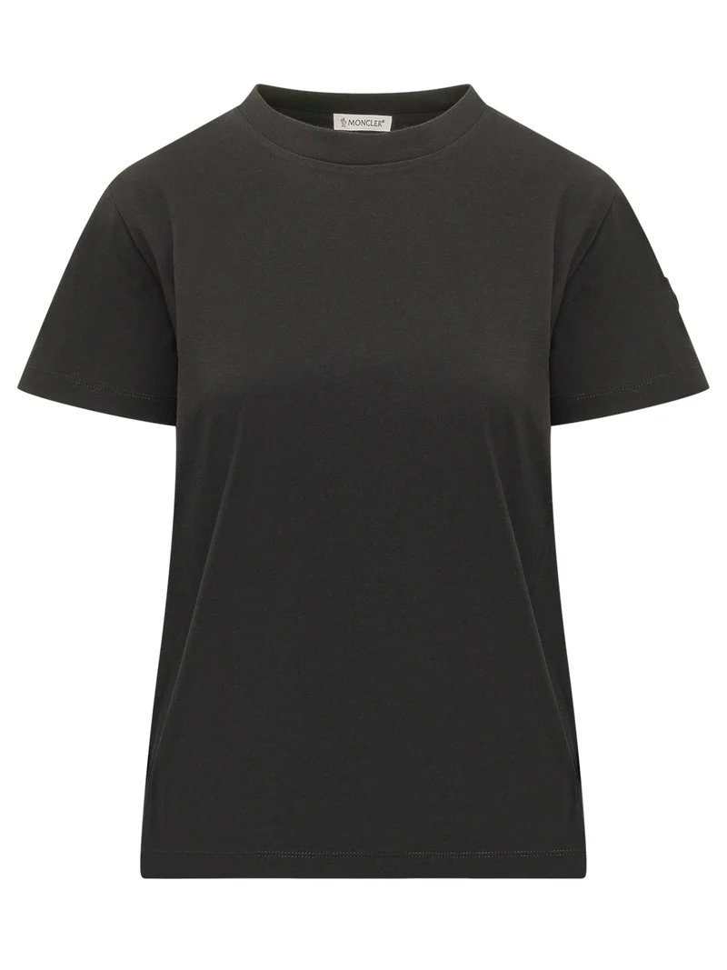 T-shirt con Girocollo e Logo su Manica
