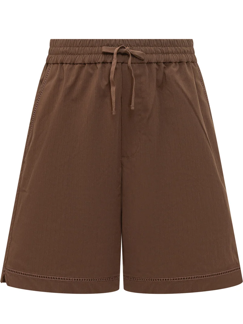 Short Marroni con Elastico e Inserti Traforati