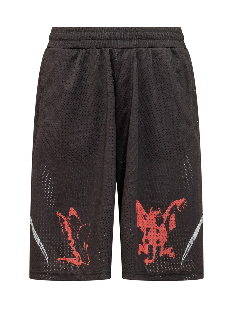 Shorts in Rete con Stampa Grafica