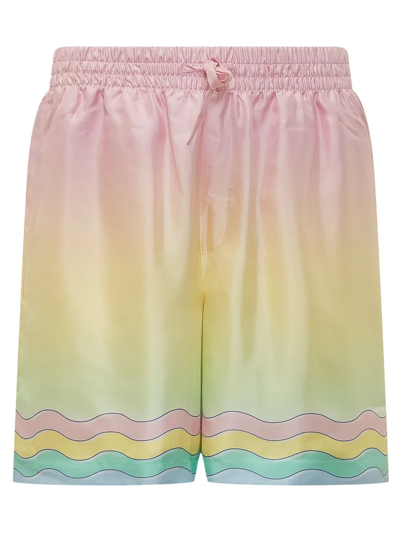 Shorts con Coulisse e Motivo Ondulato
