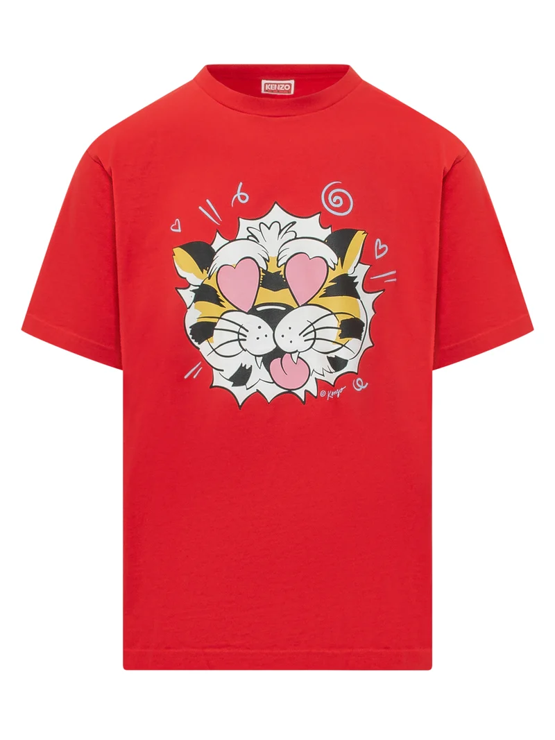 T-shirt Oversize con Stampa Tigre