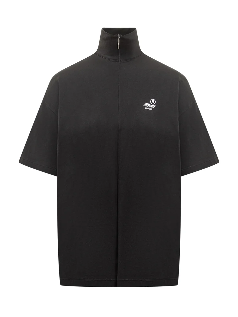 T-shirt a Maniche Corte con Zip Msgm