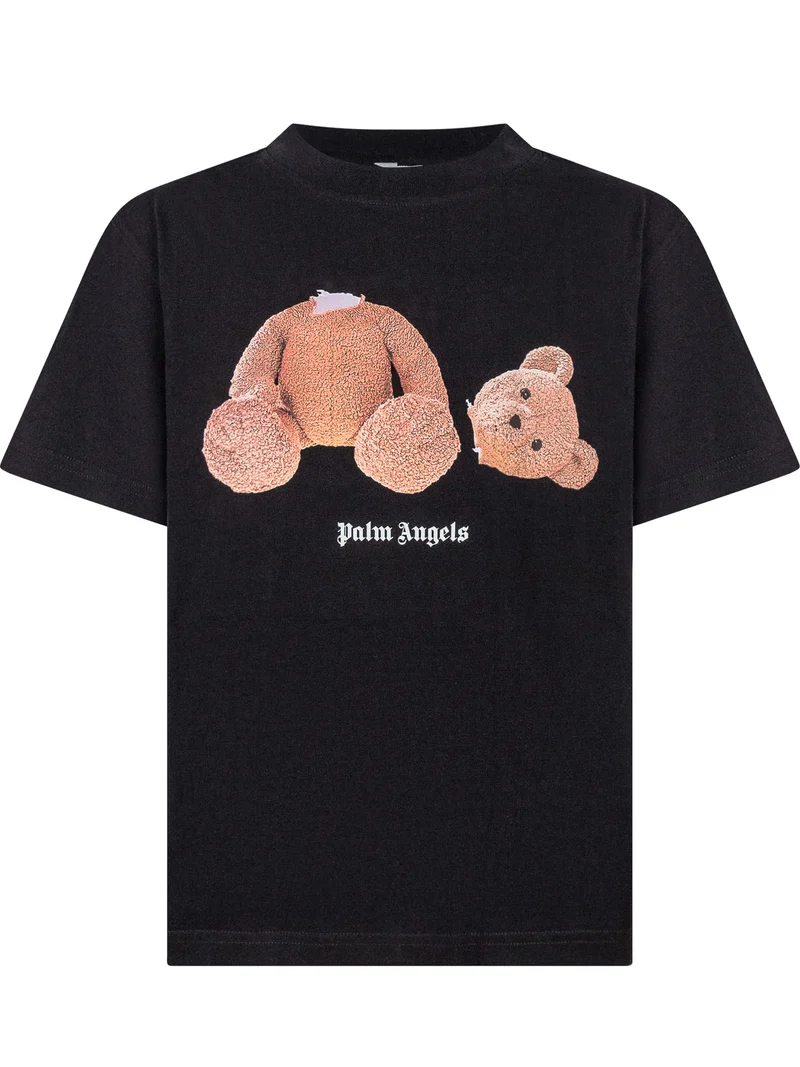 Palm Angels Kids T-shirt Nera con Stampa Teddy Bear