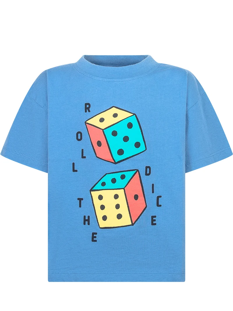 Bobo Choses T-Shirt Azzurra con Stampa Dadi