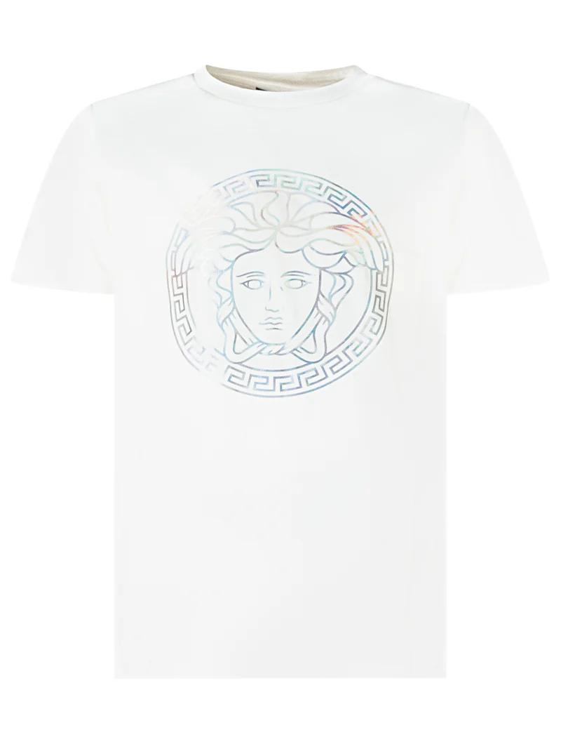 Versace Kids T-Shirt con Maxi Logo Medusa Olografico