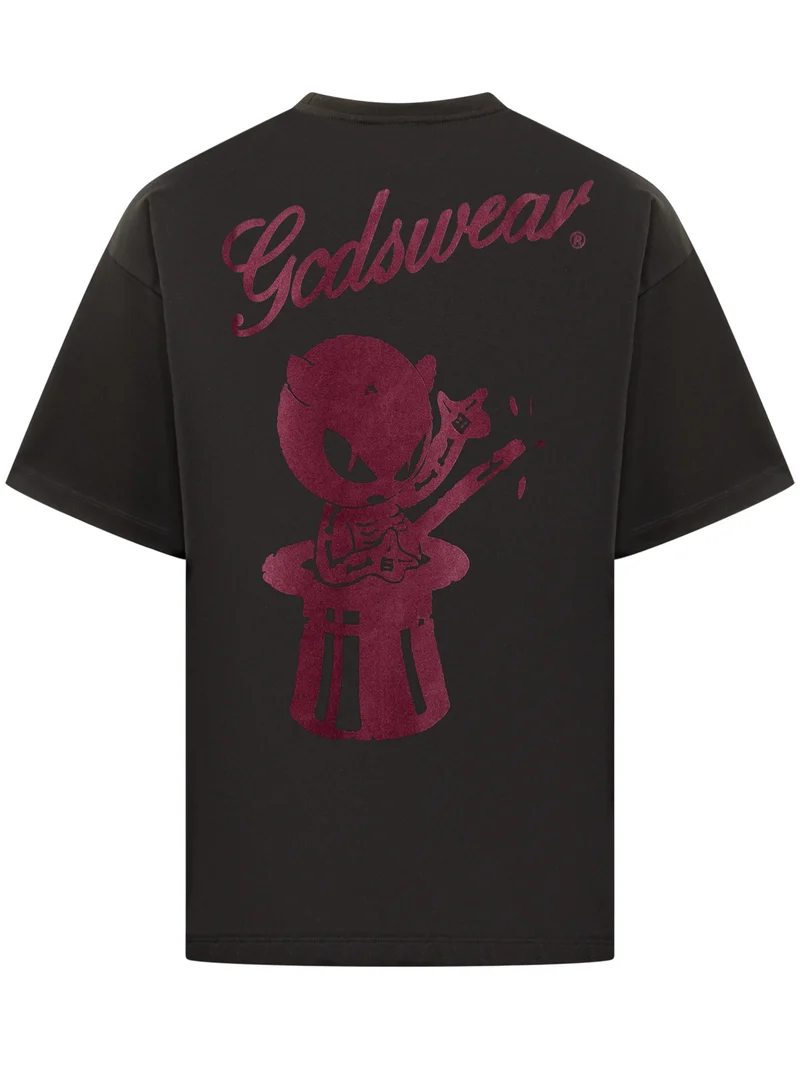 GCDS T-Shirt Cotone con Stampa Devilswear