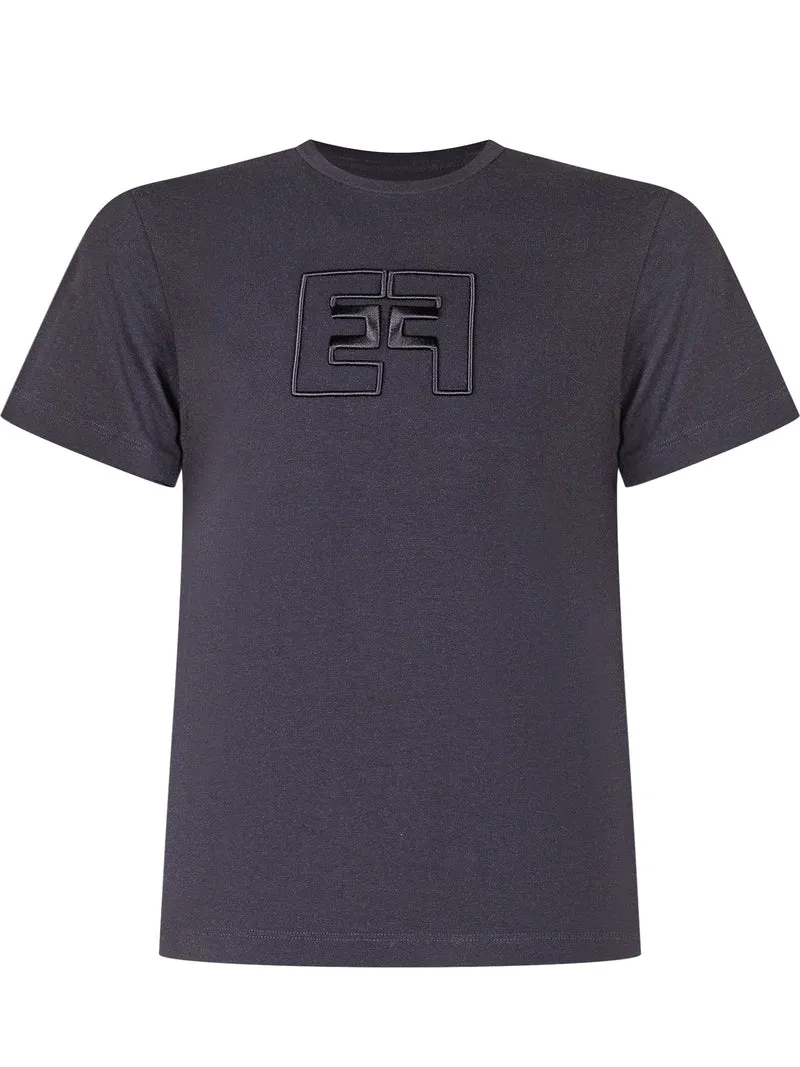 Elisabetta Franchi Kids T-Shirt Nera con Logo in Rilievo