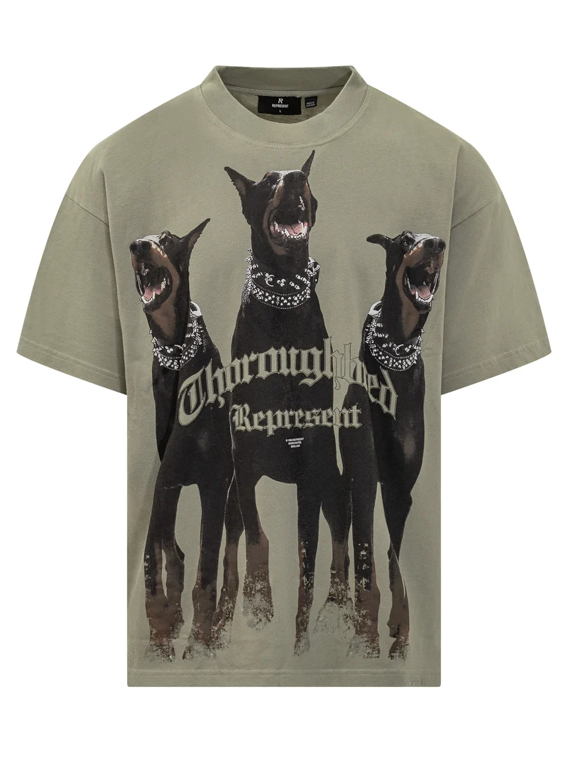 Represent T-shirt con Stampa Dobermann