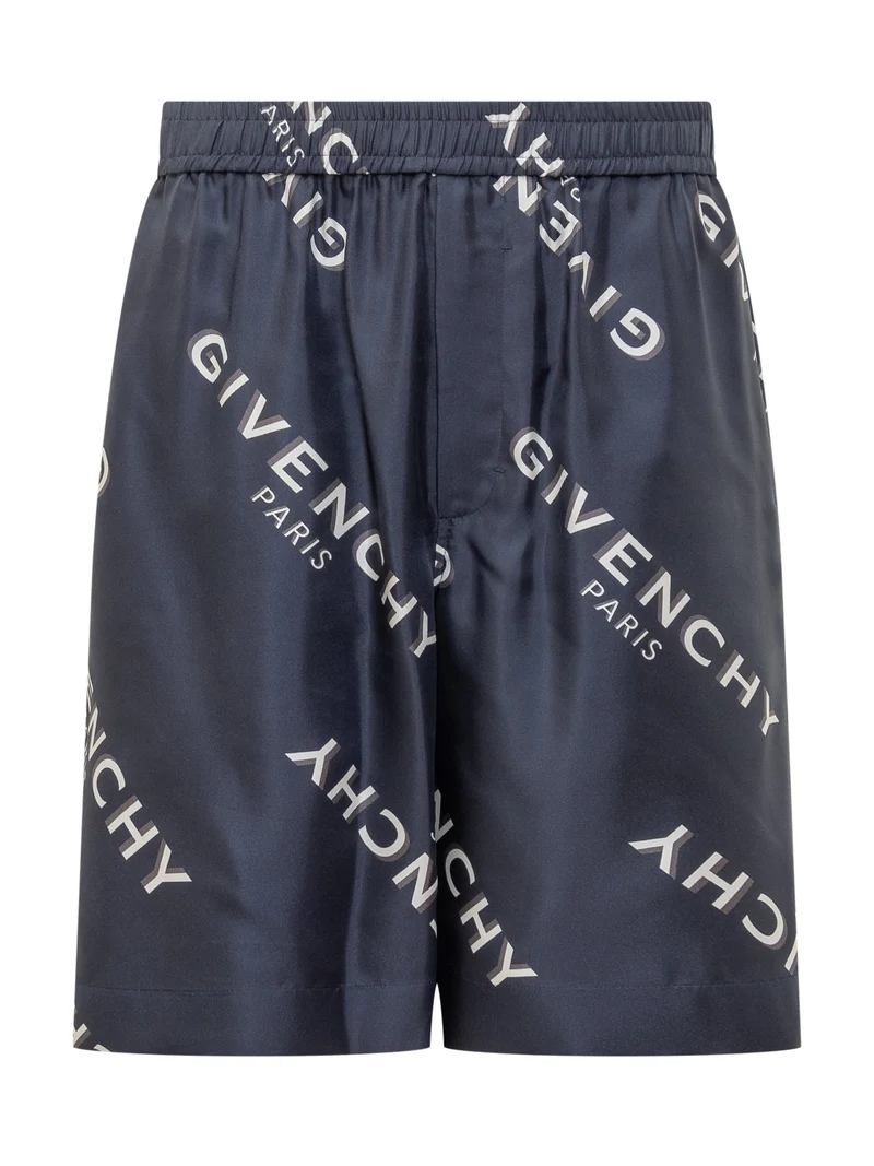 Givenchy Shorts Blu in Seta con Logo