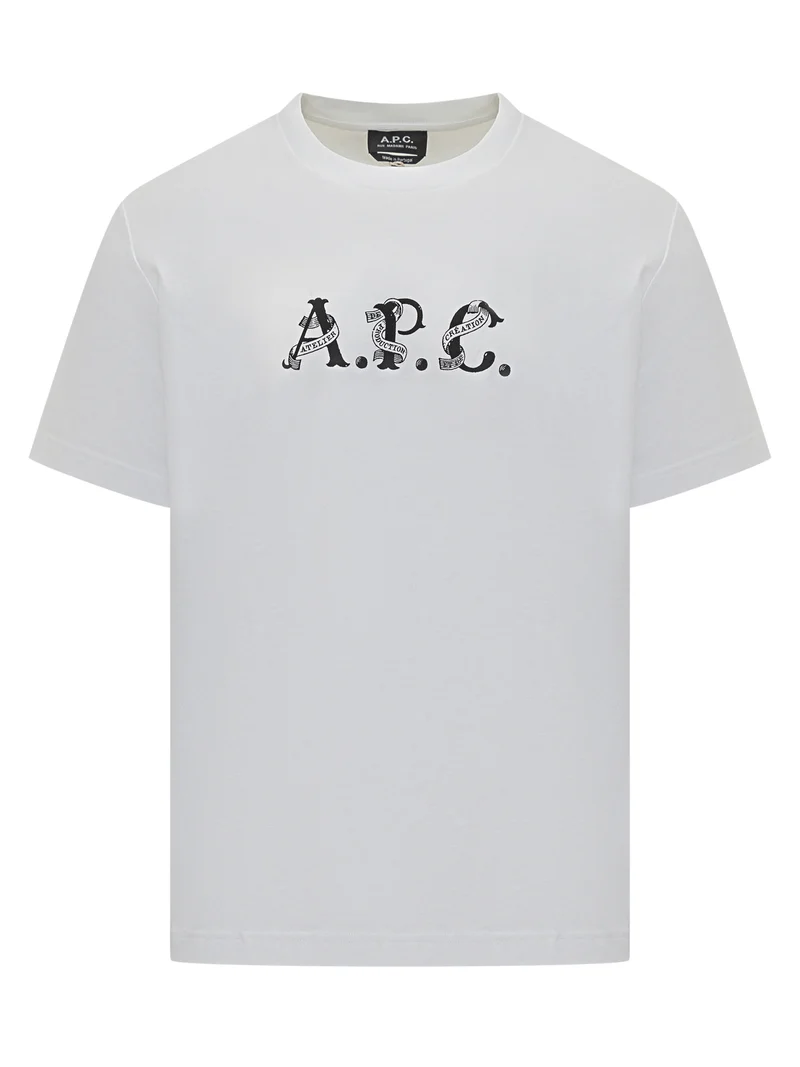 A.P.C. T-Shirt Bianca con Logo Creativo Stampato