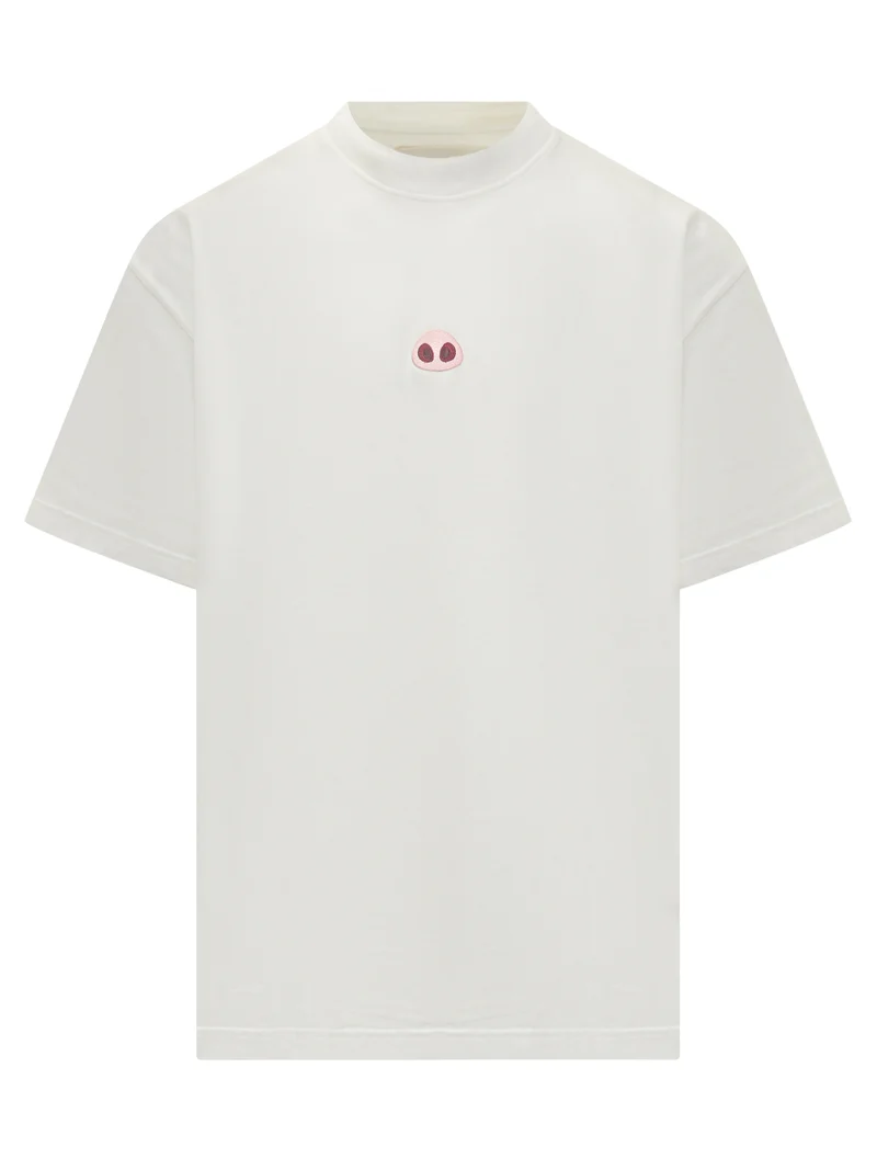 Alberto Bresci T-shirt con Ricamo Naso di Maiale