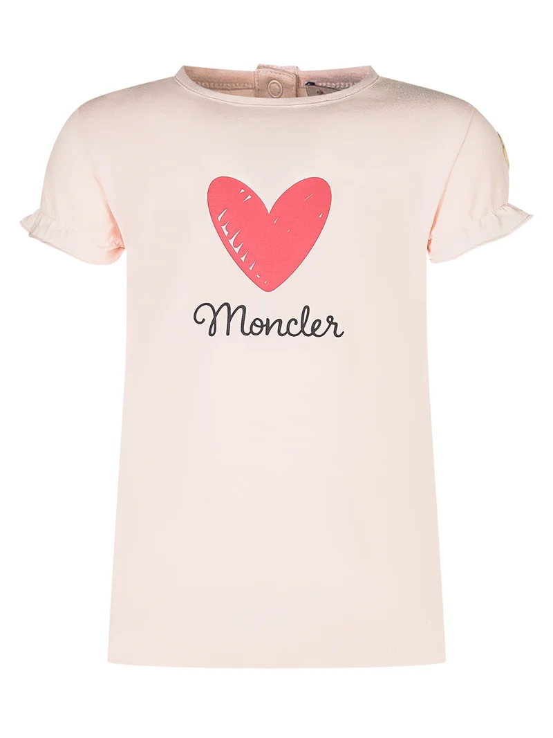 Moncler Kids T-Shirt Rosa con Cuore