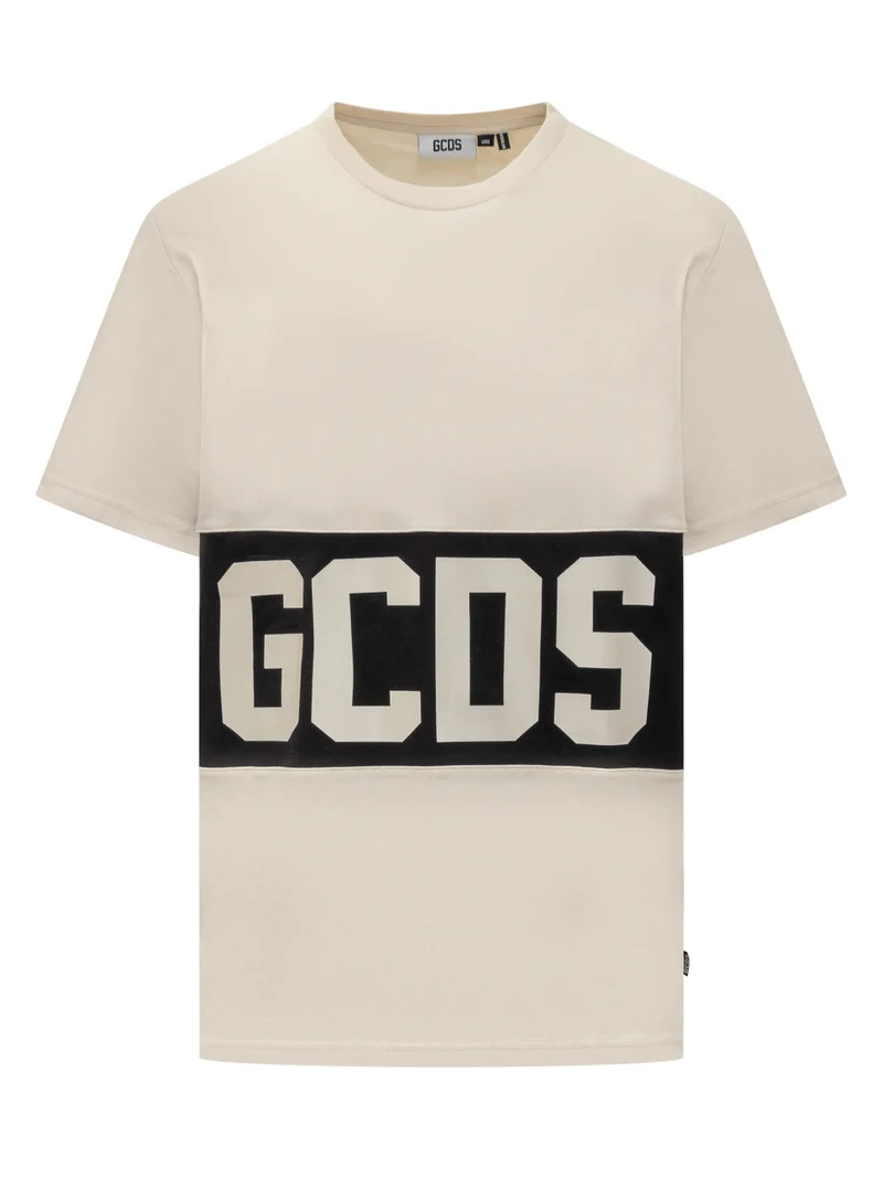 T-Shirt Bicolor con Logo GCDS