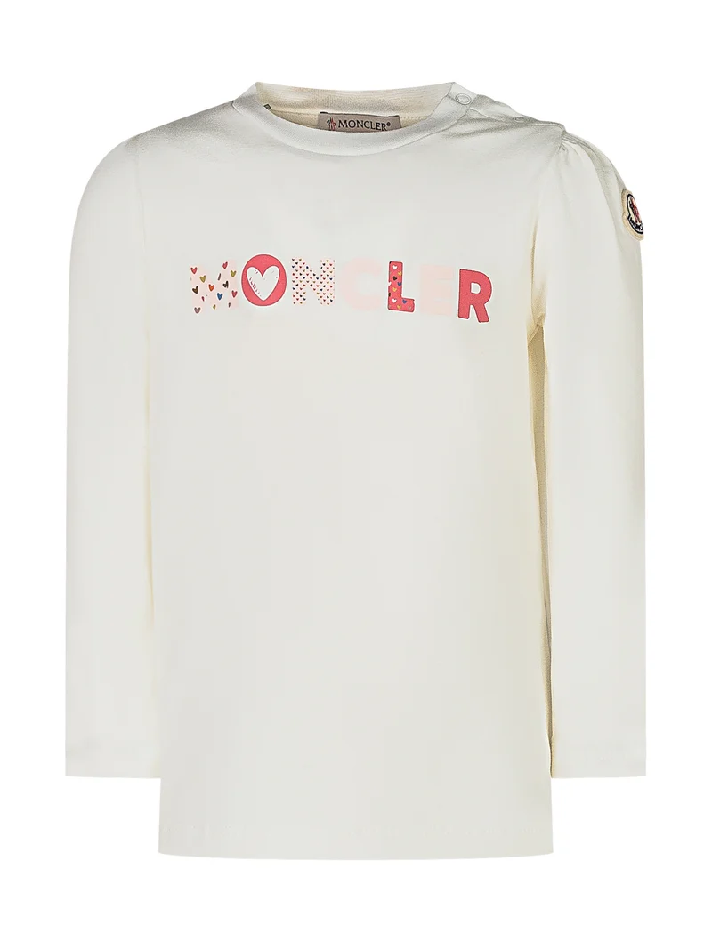 Moncler Kids T-Shirt Bianca con Logo Cuori