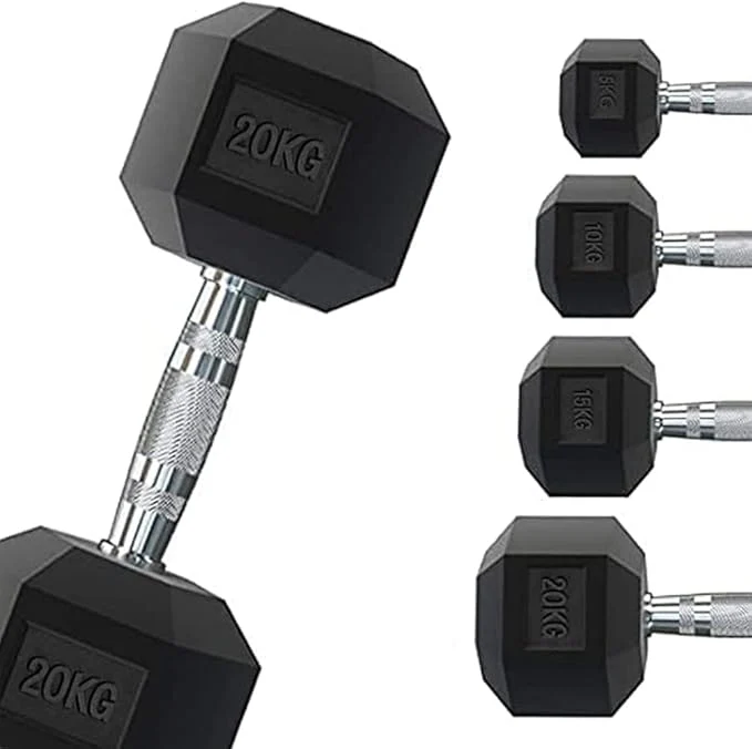 Manubrio Esagonale Gommato da 1 a 70 KG - Venduto Singolarmente