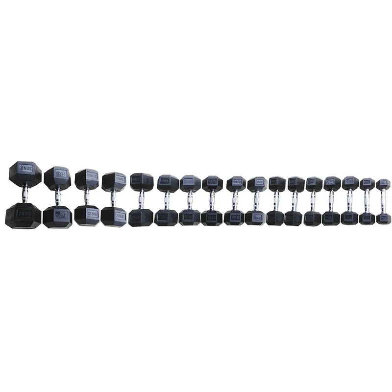Set coppie manubri esagonali gommati MEG-SET25 da 2,5 a 25 kg
