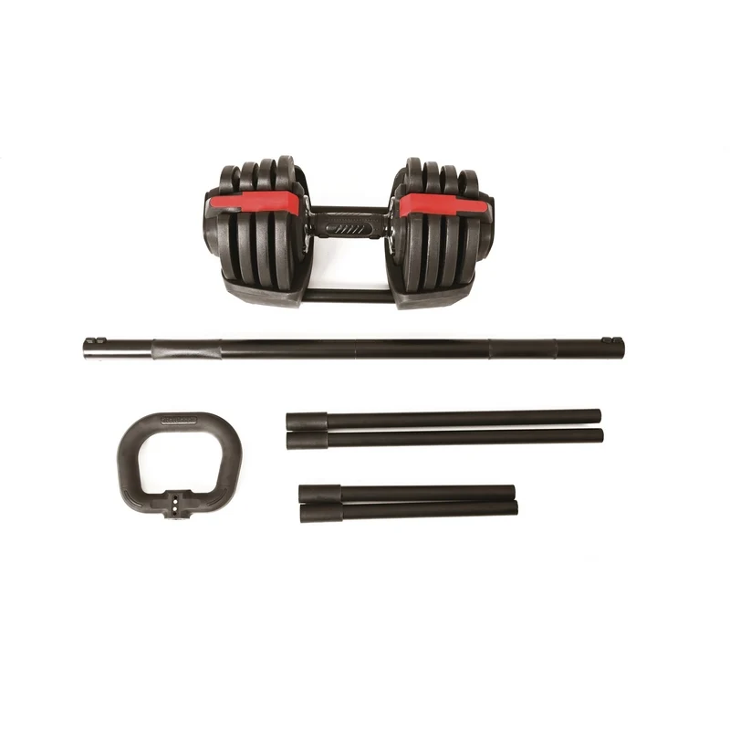 Set 3 in 1 manubrio, bilanciere, kettlebell a carico regolabile