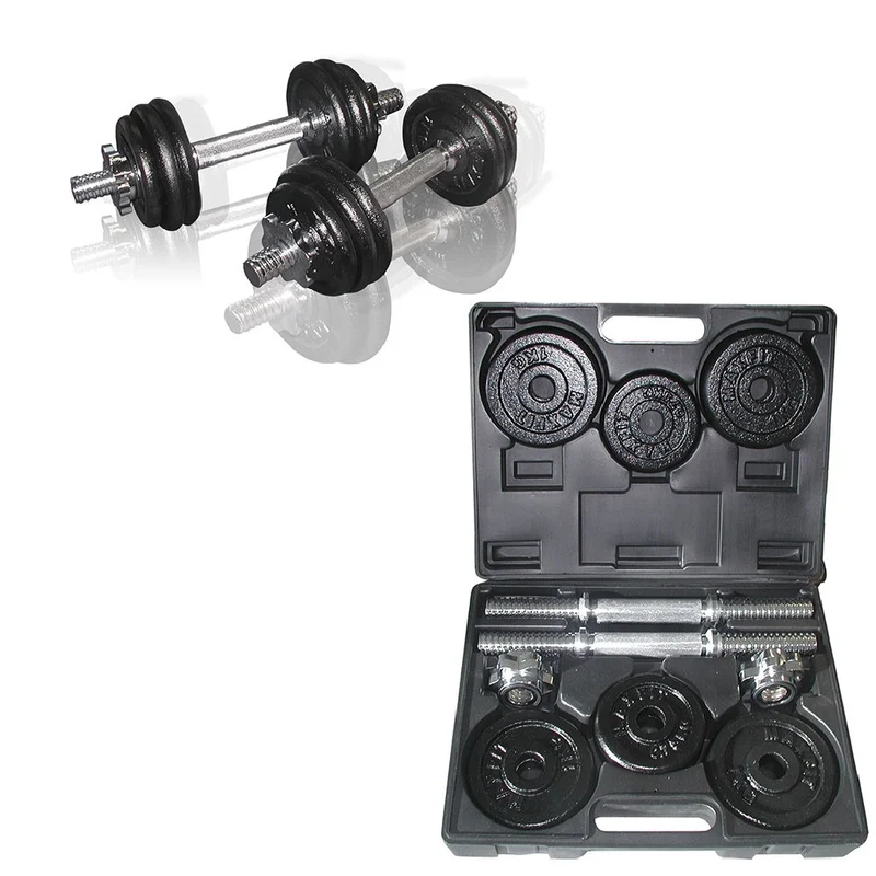 Valigetta pesi ghisa 15 KG. (2 manubri + dischi 8x1 kg + 4x0,75 kg)