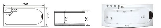 VASCA IDROMASSAGGIO A028 cm. 170x78x66