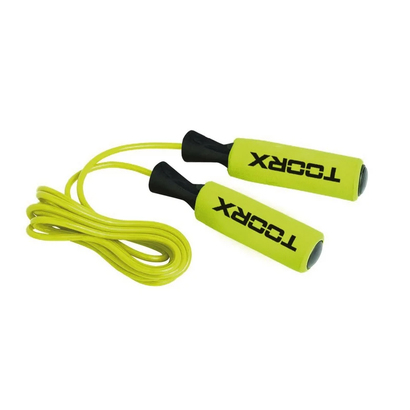 Corda da salto in PVC con impugnatura "soft touch", verde lime-nera AHF-017