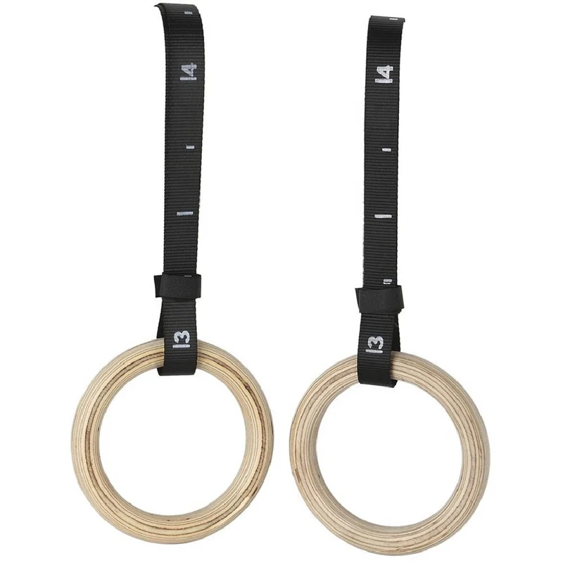 Coppia anelli da ginnastica in legno di faggio con cinghie nylon regolabili