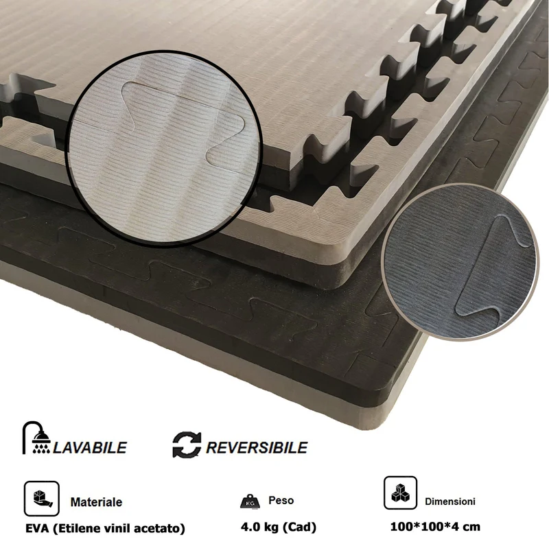 Pavimentazione Pro tatami alta densità 100x100x4 cm con cornici arti marziali