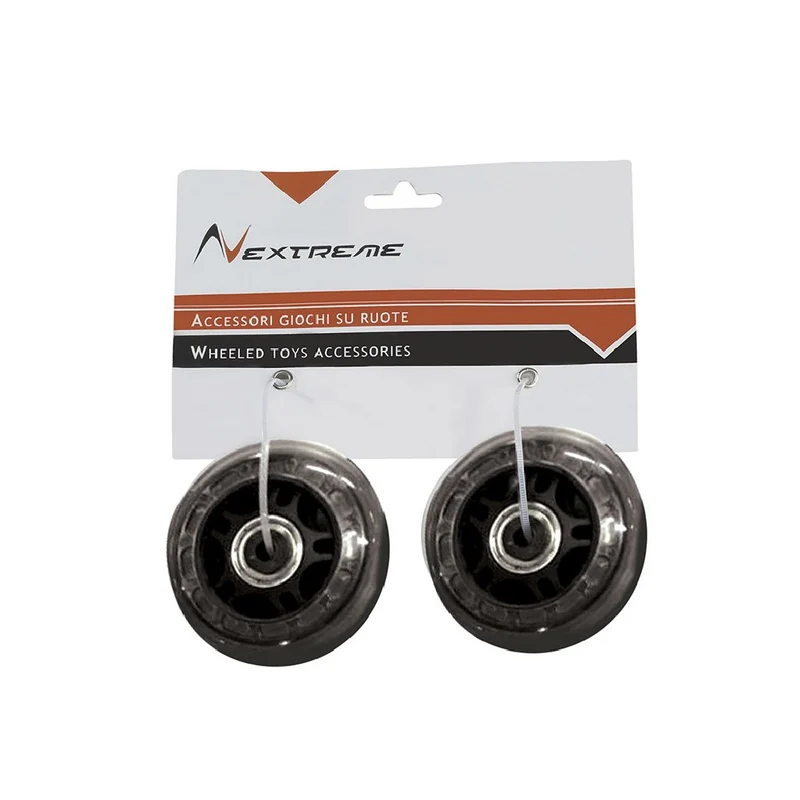 Coppia ruote nere diam. Ø 70 mm PVC con cuscinetti ABEC7 per pattini in