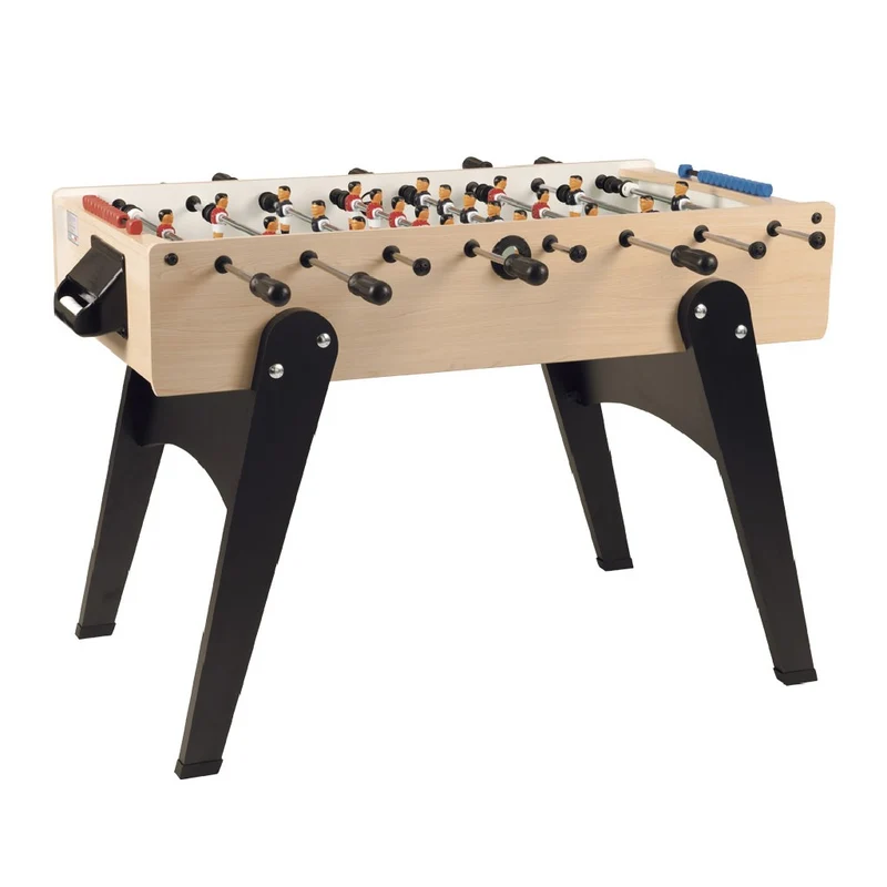 Calciobalilla F-10 acero da interno aste uscenti piano gioco lungo in nobilitato