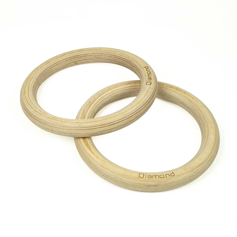 COPPIA ANELLI GINNASTICA IN LEGNO CON STRAP 3,8 mm
