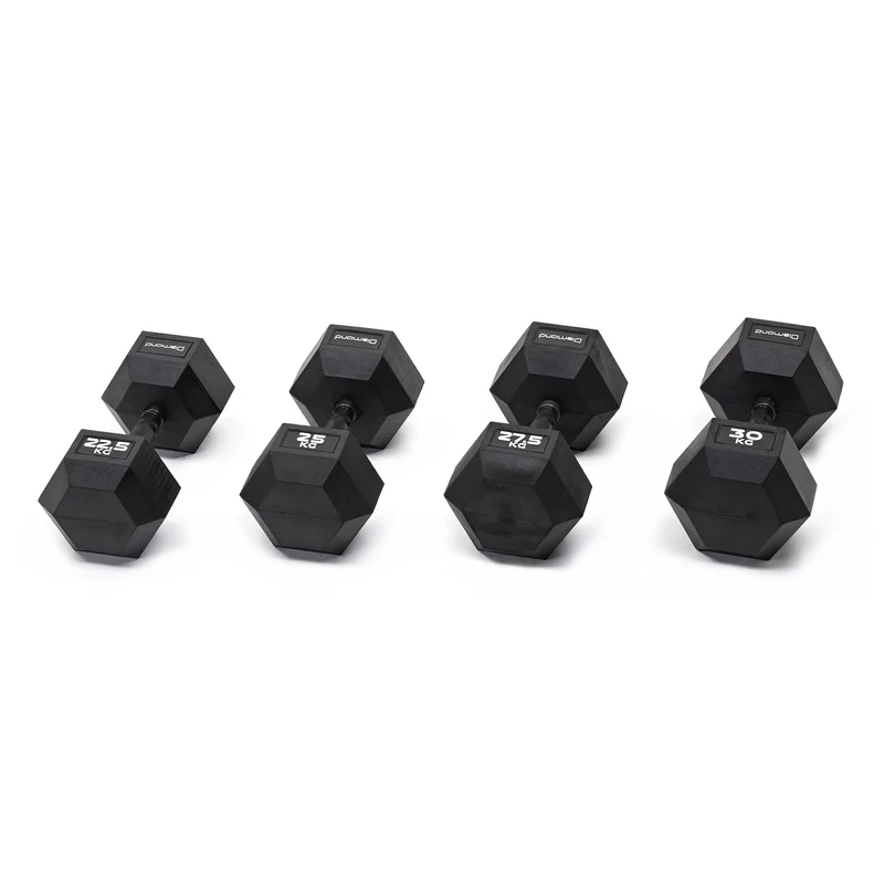 SET MANUBRI GOMMATI ESAGONALI BLACK 22,5-30 Kg