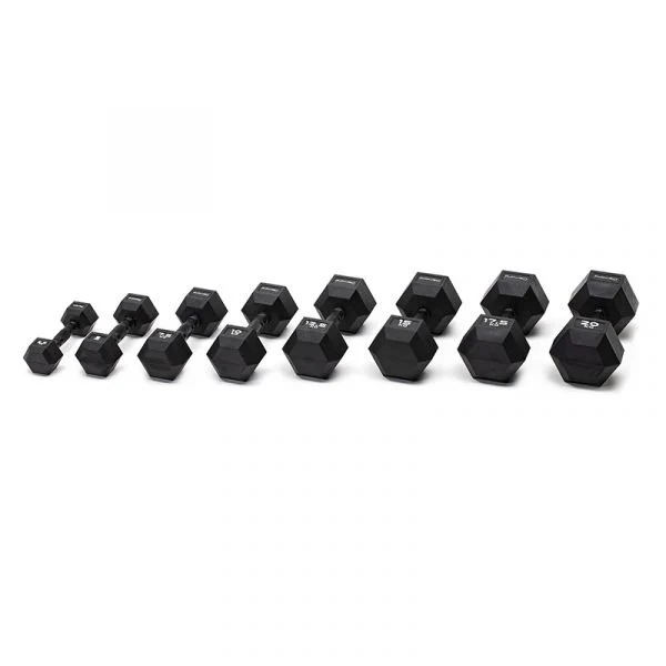 Set 8 coppie manubri esagonali gommati da 2,5 a 20 kg