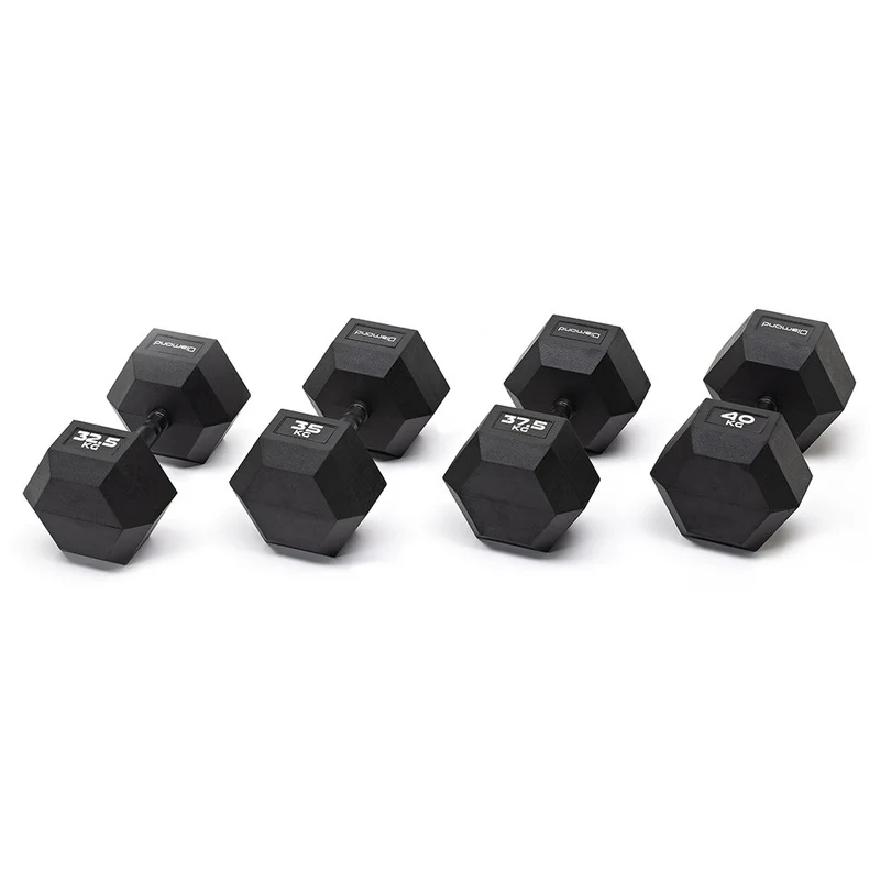 Set 4 coppie manubri esagonali gommati Black 32,5-40 Kg