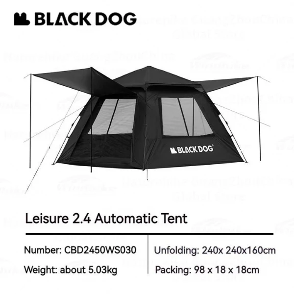 Black Dog Two-Door Two-Window Automatic Tent