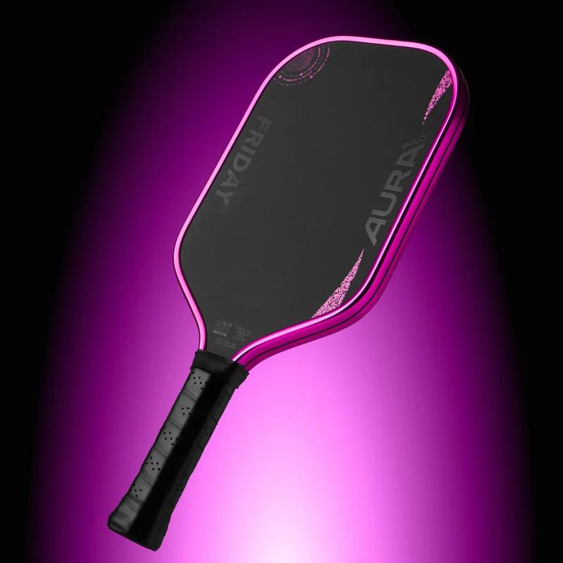 Friday Aura Pro Elongated Metallic Pink Blackout Pickleball Paddle