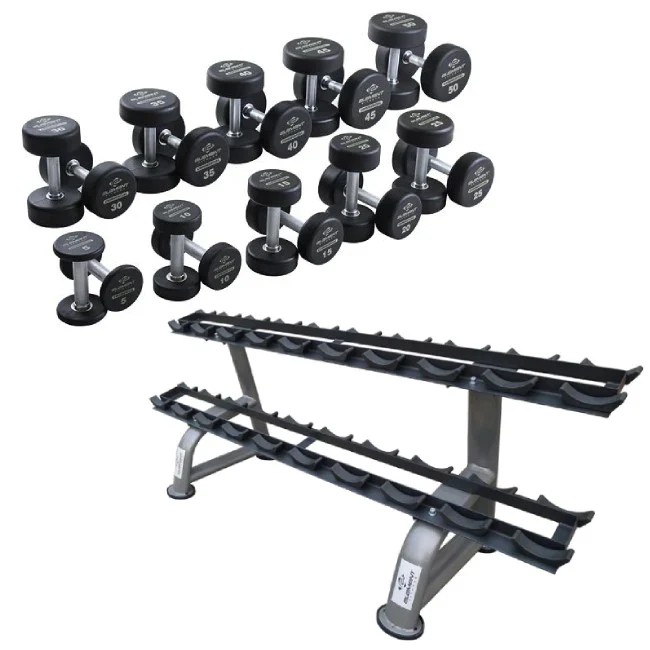 Element Fitness 5-50LB Round Dumbbell Set with Stand