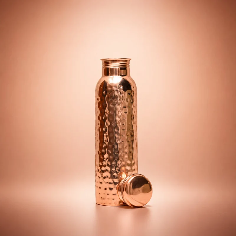 Kupfer Trinkflasche 800 ml aus reinem Kupfer | Kupferquell