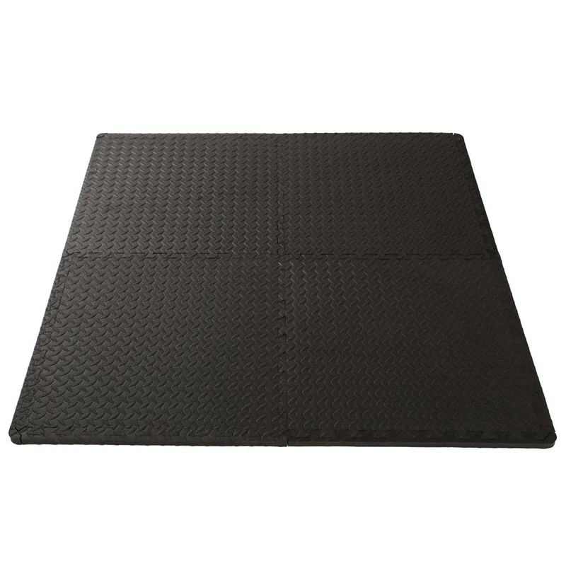 24pcs Eva Environmental Protection Mat Fitness Mat, Leaf Pattern Black