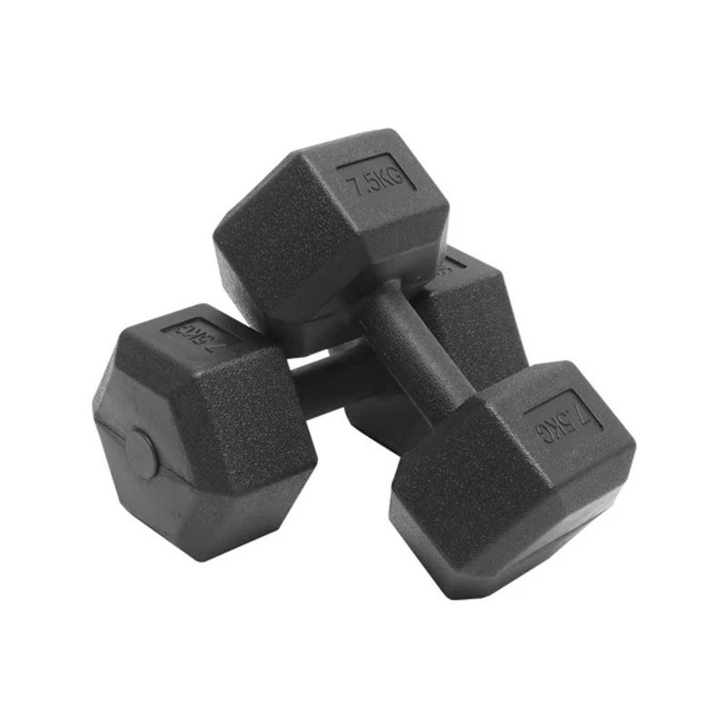 Hexagonal Dumbbells - 7.5Kg - Pair - Black
