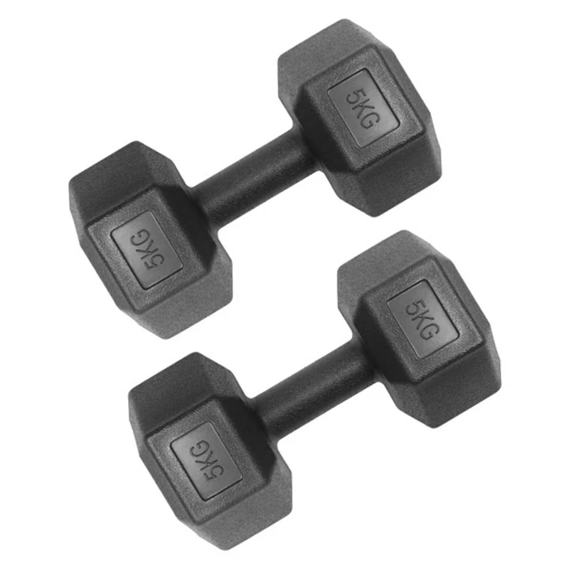 Hexagonal Dumbbells - 5Kg - Pair - Black