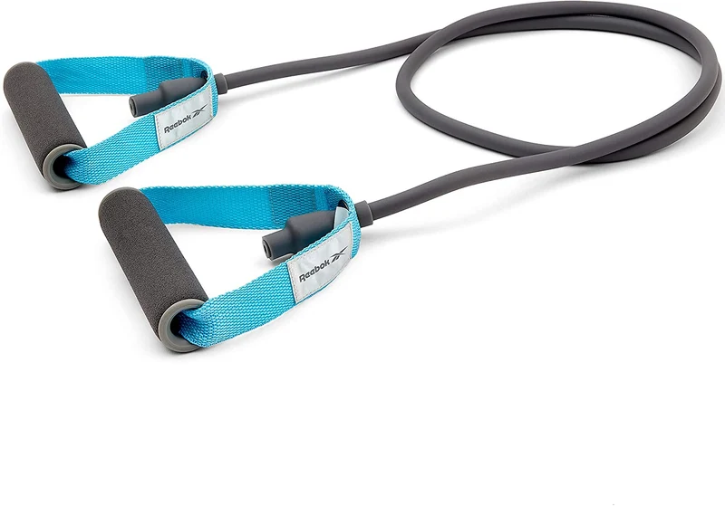Reebok Resistance Tube with Handles - Light - Black with Blue Handles