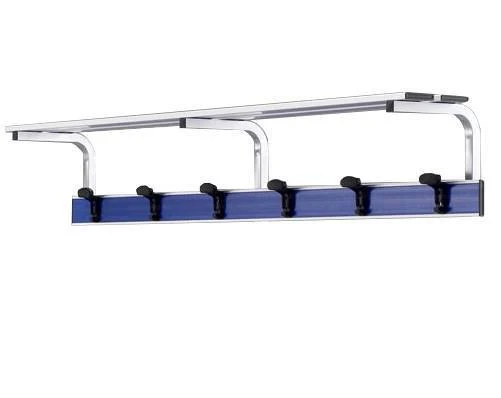Appendiabiti in alluminio a parete con pianoborse 2 mt inserto pvc blu Vivisport