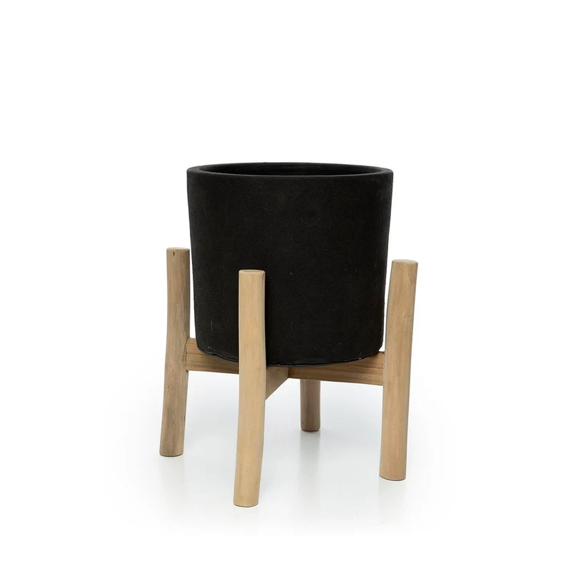 Terracotta Plant Pot - Black Teak Planter for Dry Flowers, Small