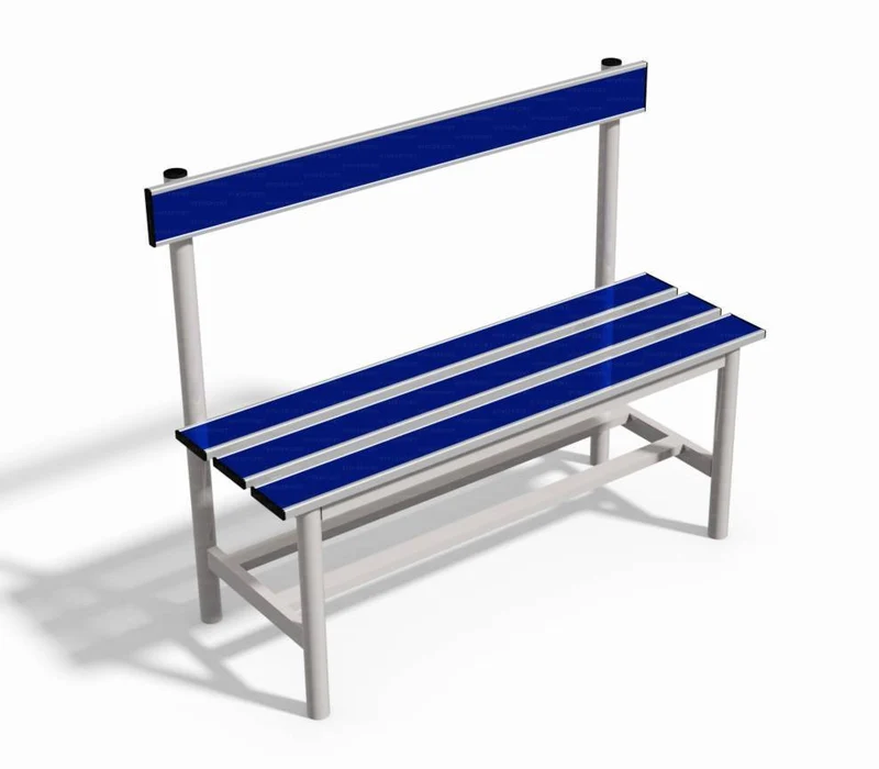 Panca spogliatoio con seduta e schienale 1 mt tubo rotondo inserto in pvc blu Vivisport