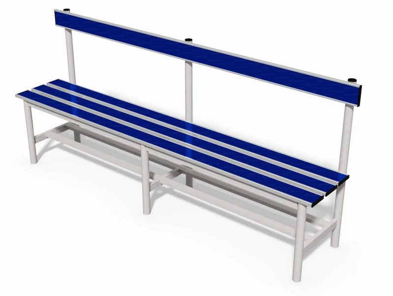 Panca spogliatoio con seduta e schienale 2 mt tubo rotondo inserto in pvc blu Vivisport
