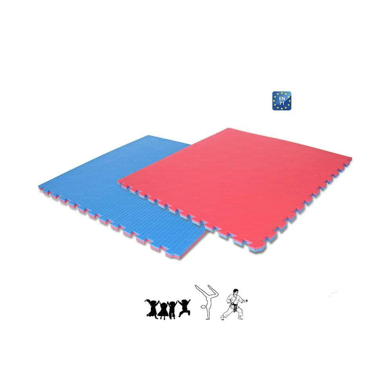 Tappeto ad incastro cm. 100x100x2, bicolore rosso e blu Vivisport