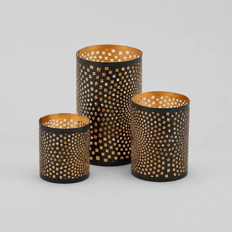 EDG Enzo De Gasperi Set 3 Lanterne Cilindro H20 cm Nero